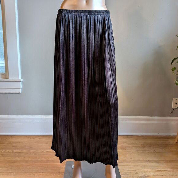 Vintage Dresses & Skirts - Vintage 90s Karen Scott Black Pleated Velvet Maxi Skirt Witchy Whimsigoth Size M